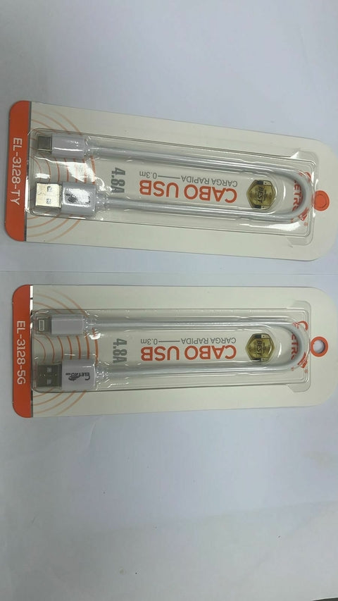 Cabo Tipo-C 0,30m Branco uso Motoboy para carregar o celular na moto