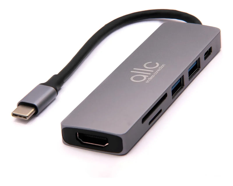 Adaptador Hub Usb Tipo C Hdmi Usb 3.0 Leitor De Cartão 6em1