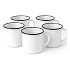 Kit 5 Caneca Esmaltada Premium 350ml Art House A Cor Cor Branca