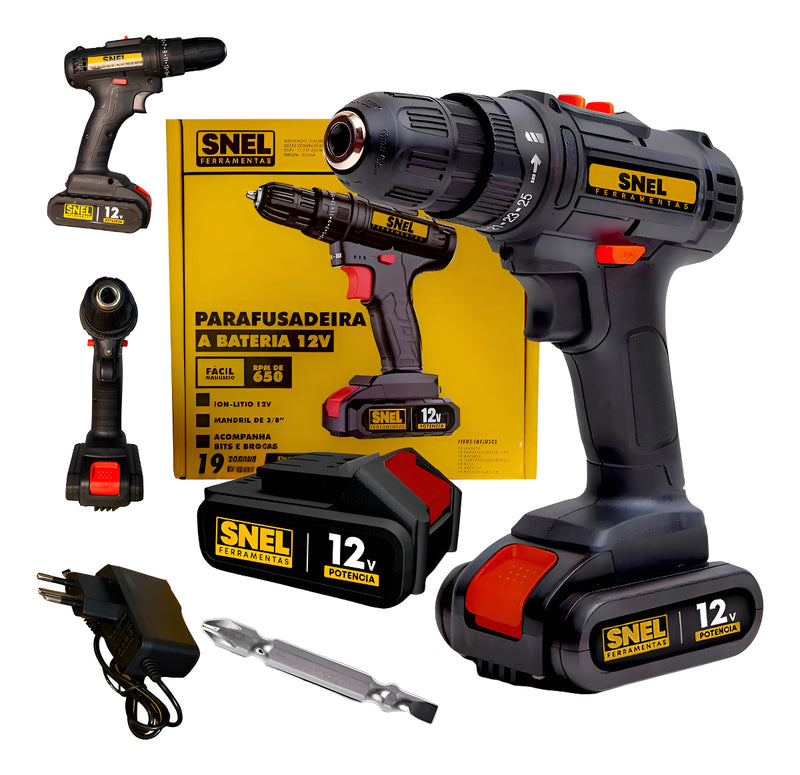 Parafusadeira 12v Bateria Quadrada Sn25 Snel Ferramentas